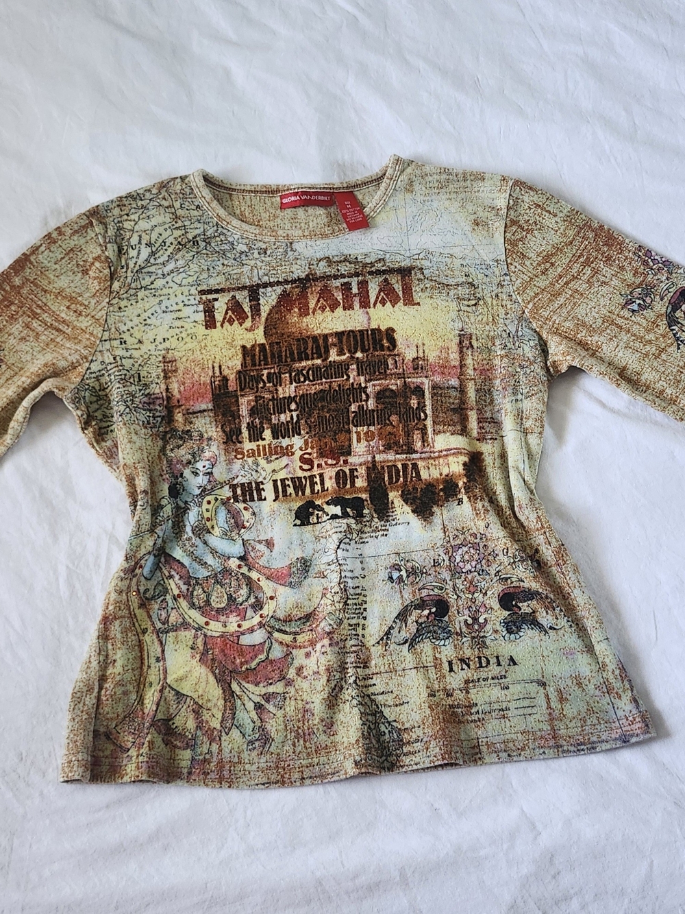 Y2K 90s Taj Mahal Graphic 3/4 Sleeve Tee